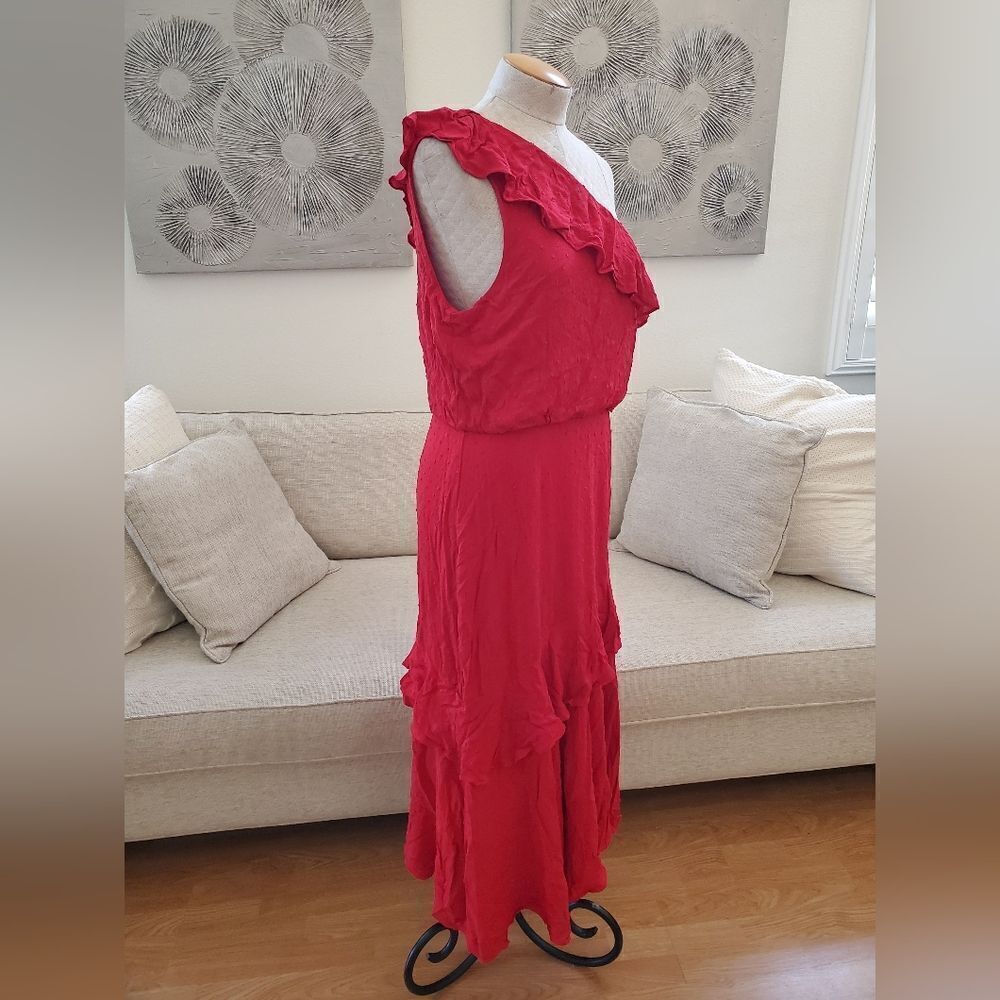 🌹 WAYF 🌹 One-Shoulder Ruffle Dress - [Large in Red] - Picture 7 of 15